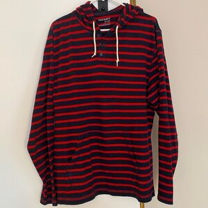 Old Navy red and blue stripped hooded shirt